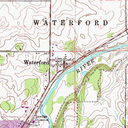 Topographic Map of Waterford Post Office (historical), MN