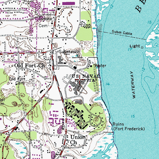 Topographic Map of United States Naval Hospital Beaufort, SC