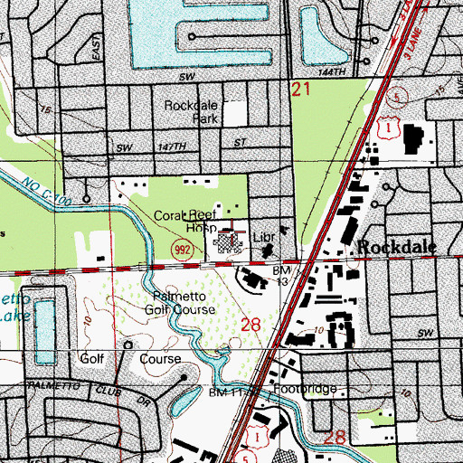 Topographic Map of Jackson South Community Hospital, FL
