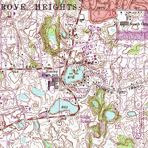 Topographic Map of Simley Lake, MN
