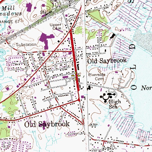 Topographic Map of Old Saybrook, CT