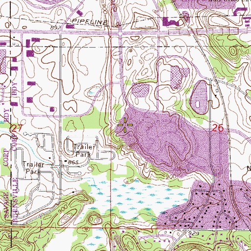 Topographic Map of Hollows Park, MN