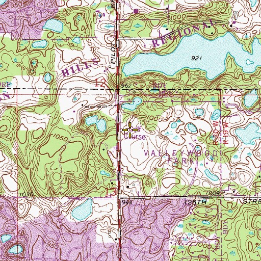 Topographic Map of Valleywood Golf Course, MN