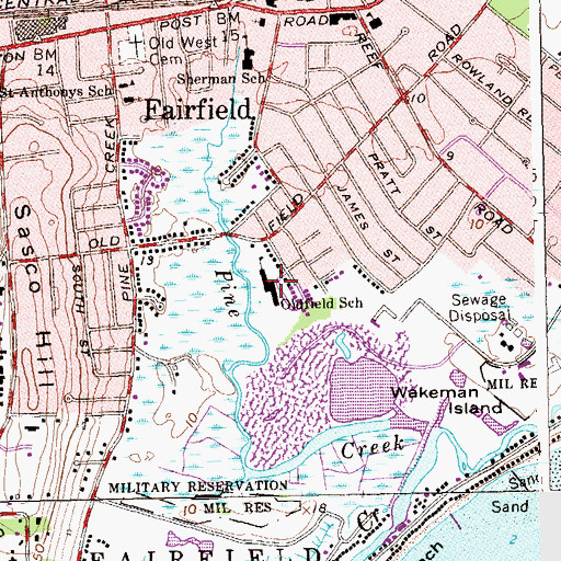 Topographic Map of Oldfield School, CT