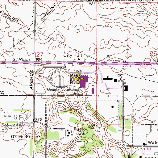 Topographic Map of Dakota County Technical College, MN