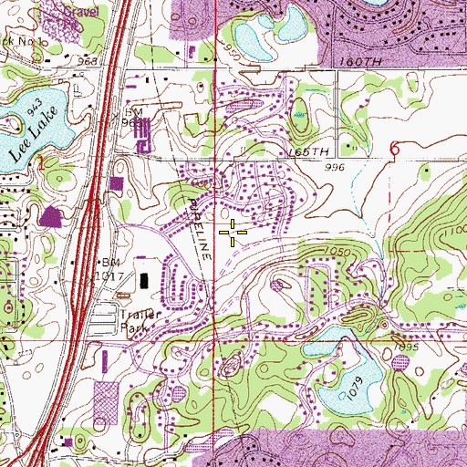 Topographic Map of Rollings Oaks Park, MN