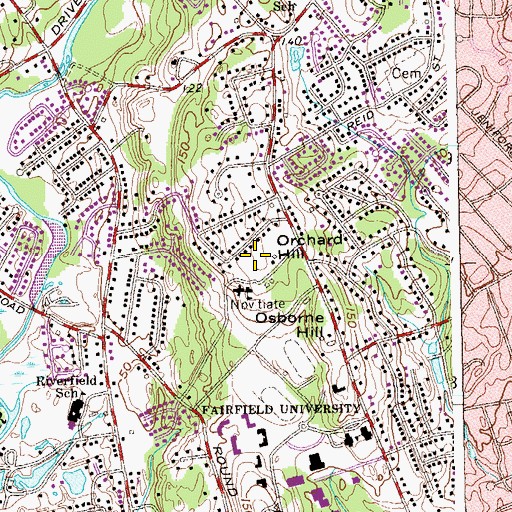 Topographic Map of Orchard Hill, CT
