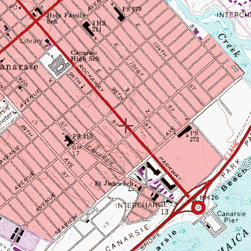 Topographic Map of Temple Emanu-El of Canarsie, NY