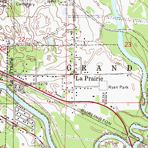 Topographic Map of Laprairie Post Office (historical), MN