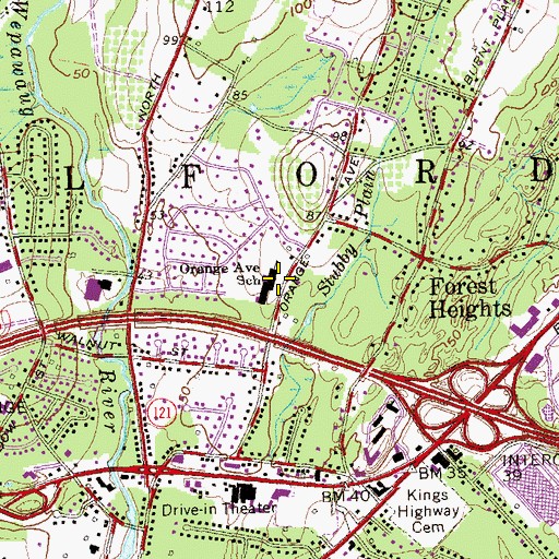 Topographic Map of Osauge Avenue School, CT