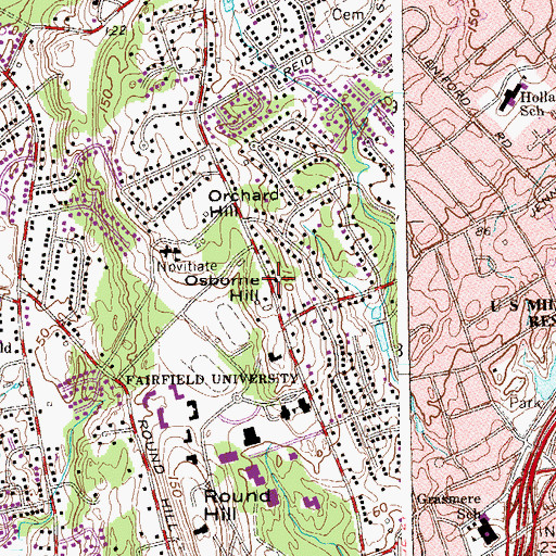 Topographic Map of Osborne Hill, CT