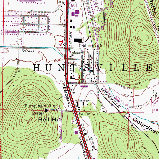 Topographic Map of Richards Cemetery, AL