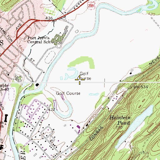 Topographic Map of Port Jervis Golf Club, NY