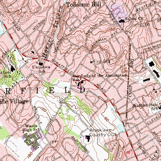 Topographic Map of Our Lady of the Assumption School, CT