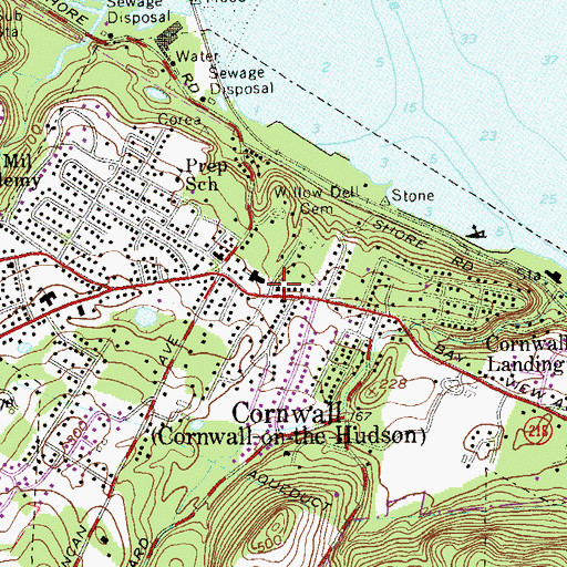 Topographic Map of Cornwall Presbyterian Church, NY