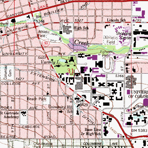 Topographic Map of Ekeley Sciences Building, CO