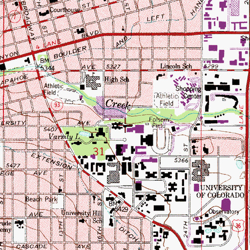 Topographic Map of Clare Small Arts and Sciences Building, CO