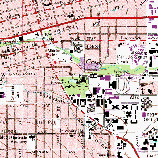Topographic Map of Macky Auditorium, CO