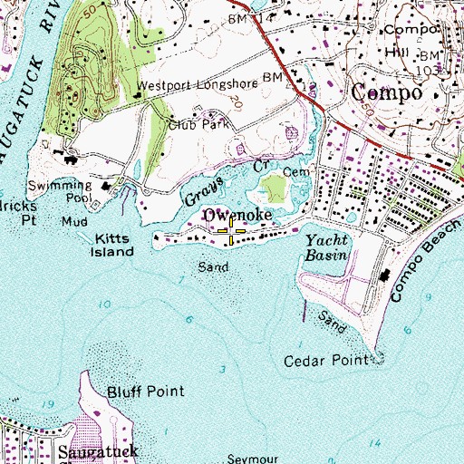 Topographic Map of Owenoke, CT