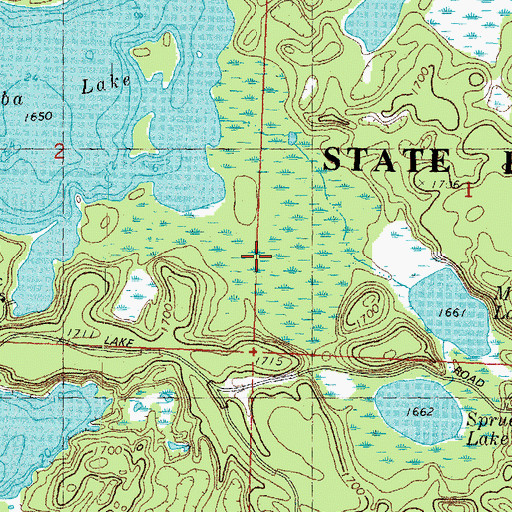 Topographic Map of Escanaba Lake Hemlocks State Natural Area, WI