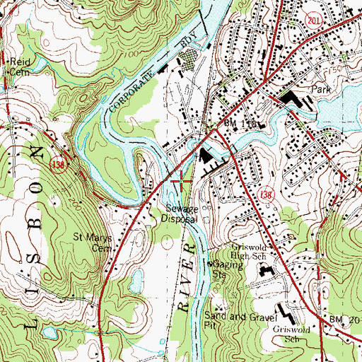 Topographic Map of Pachaug River, CT