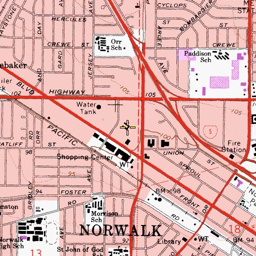 Topographic Map of Grace Evangelical Free Church, CA