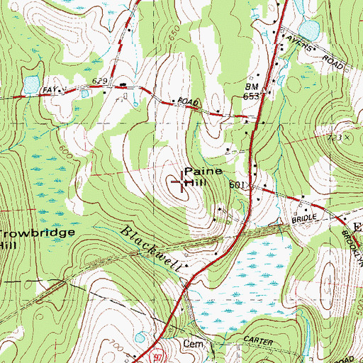 Topographic Map of Paine Hill, CT