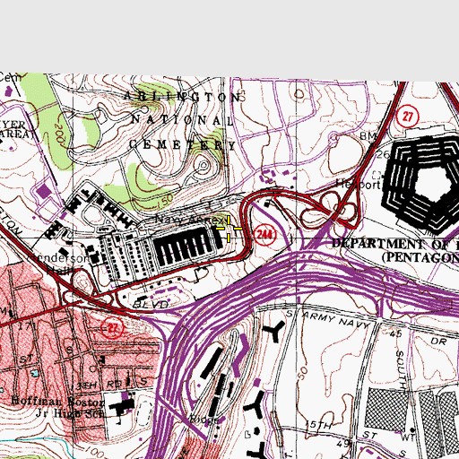 Topographic Map of Air Force Memorial, VA