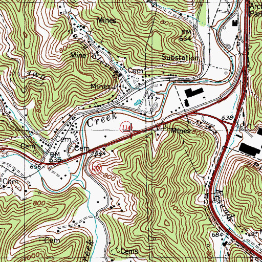 Topographic Map of Mountain Arts Center, KY
