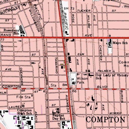 Topographic Map of Church of God of Prophecy, CA