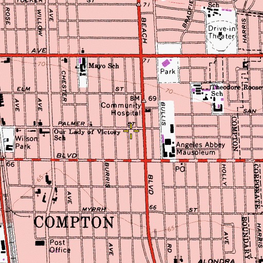 Topographic Map of New Horizon Missionary Baptist Church, CA