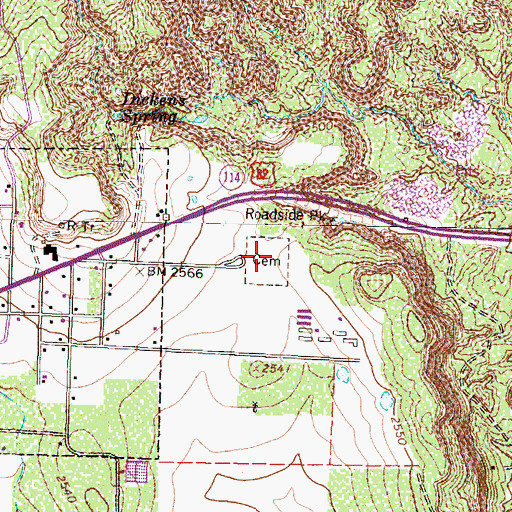 Topographic Map of Dickens Cemetery, TX