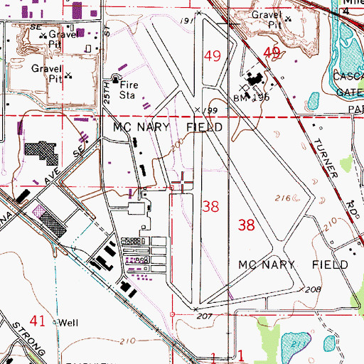 Topographic Map of Salem Army Air Field (historical), OR