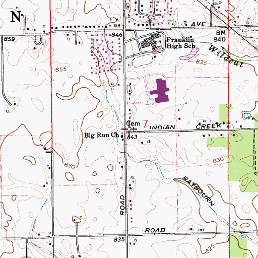 Topographic Map of Big Run Cemetery, IN