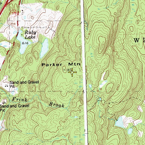 Topographic Map of Parker Mountain, CT