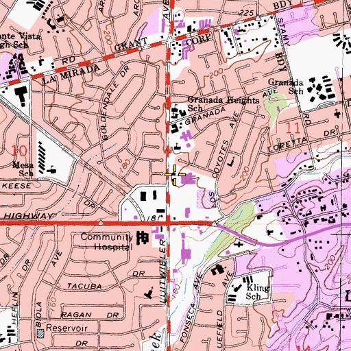 Topographic Map of Calvary Orthodox Presbyterian CHurch, CA
