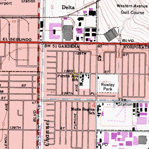 Topographic Map of Los Angeles Church of Faith and Deliverance, CA