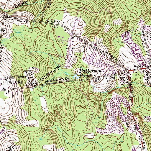 Topographic Map of Patterson Pond, CT