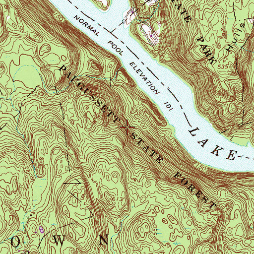 Topographic Map of Paugussett State Forest, CT