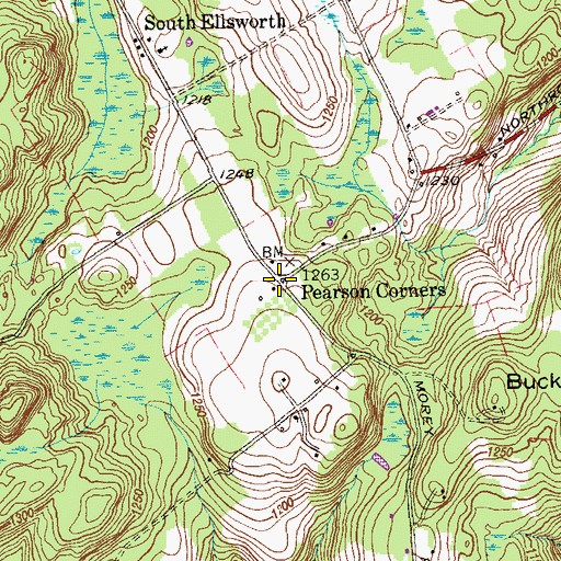 Topographic Map of Pearson Corners, CT
