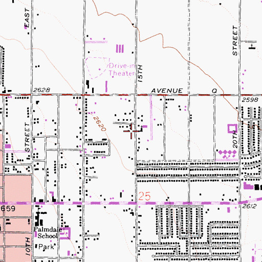 Topographic Map of First Christian Church of Palmdale, CA
