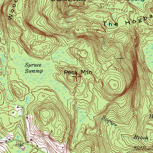 Topographic Map of Peck Mountain, CT