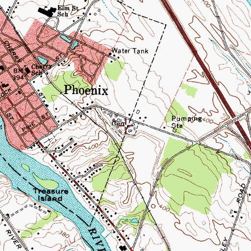 Topographic Map of Phoenix Rural Cemetery, NY