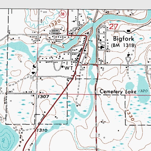Topographic Map of Bigfork Fire Department, MN