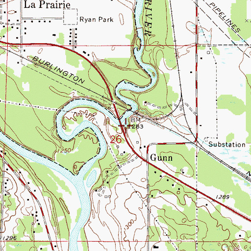 Topographic Map of La Prarie River Wayside Park, MN