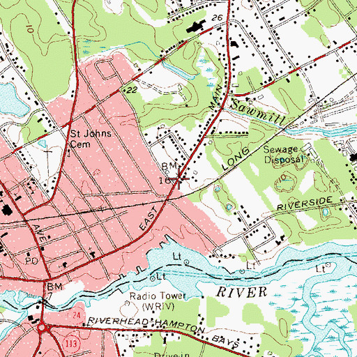 Topographic Map of Riverhead Town Hall, NY
