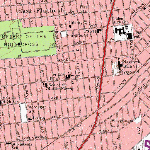Topographic Map of Jewish Center of Hyde Park, NY