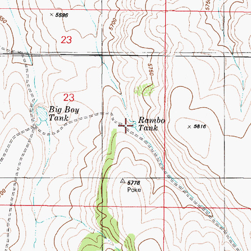 Topographic Map of Rambo Tank, AZ