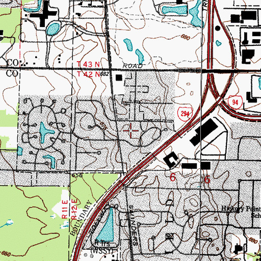 Topographic Map of Sanders Estates, IL