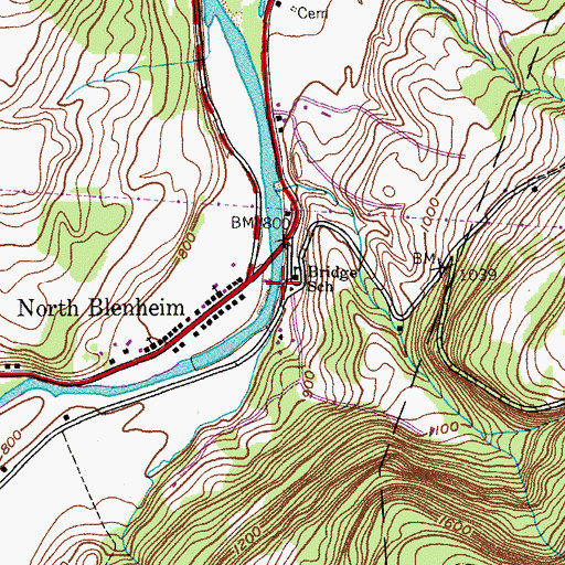 Topographic Map of Blenheim Covered Bridge, NY